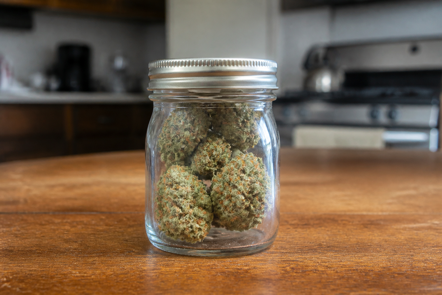 A smaller jar holding the same pinch of flower