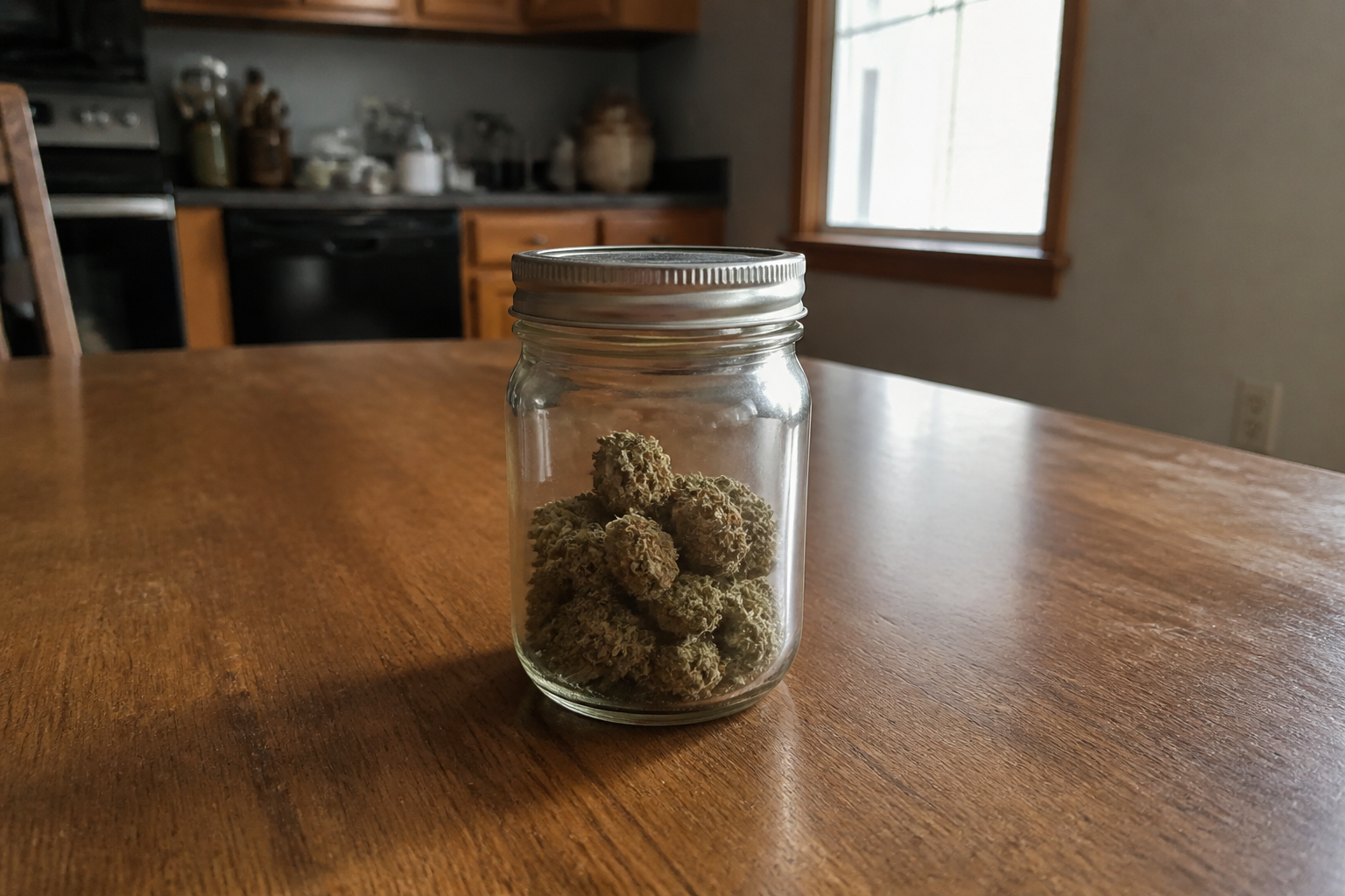 A small working jar alone on the tray